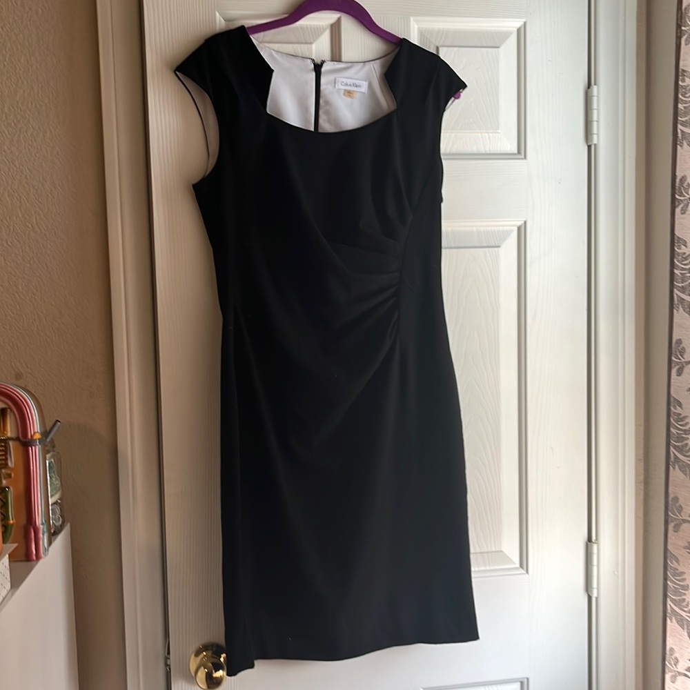 Calvin Klein Cap Sleeve Black Dress. Size 8